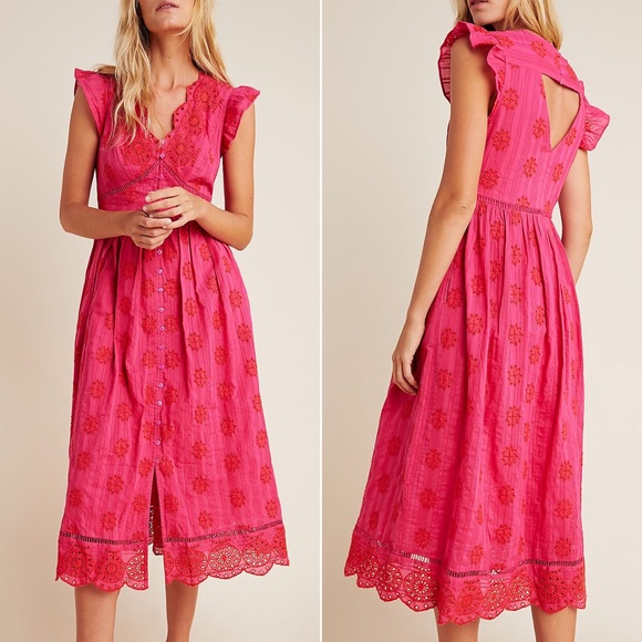 Anthropologie Dresses & Skirts - Anthropologie Tomine Embroidered Eyelet Midi Dress